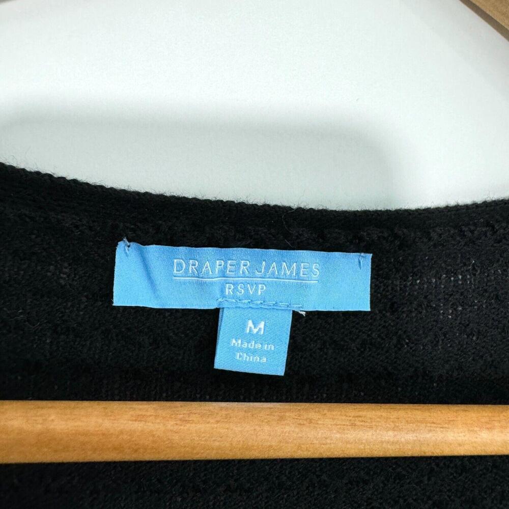 Draper James RSVP Womens Medium Black Gold Button Up V Neck Cardigan Sweater New - Picture 3 of 8